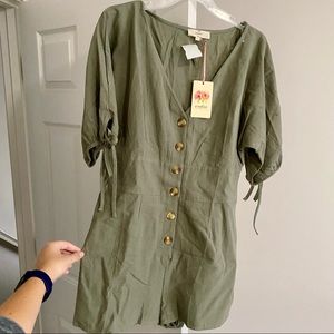 Olive Button-Down Romper